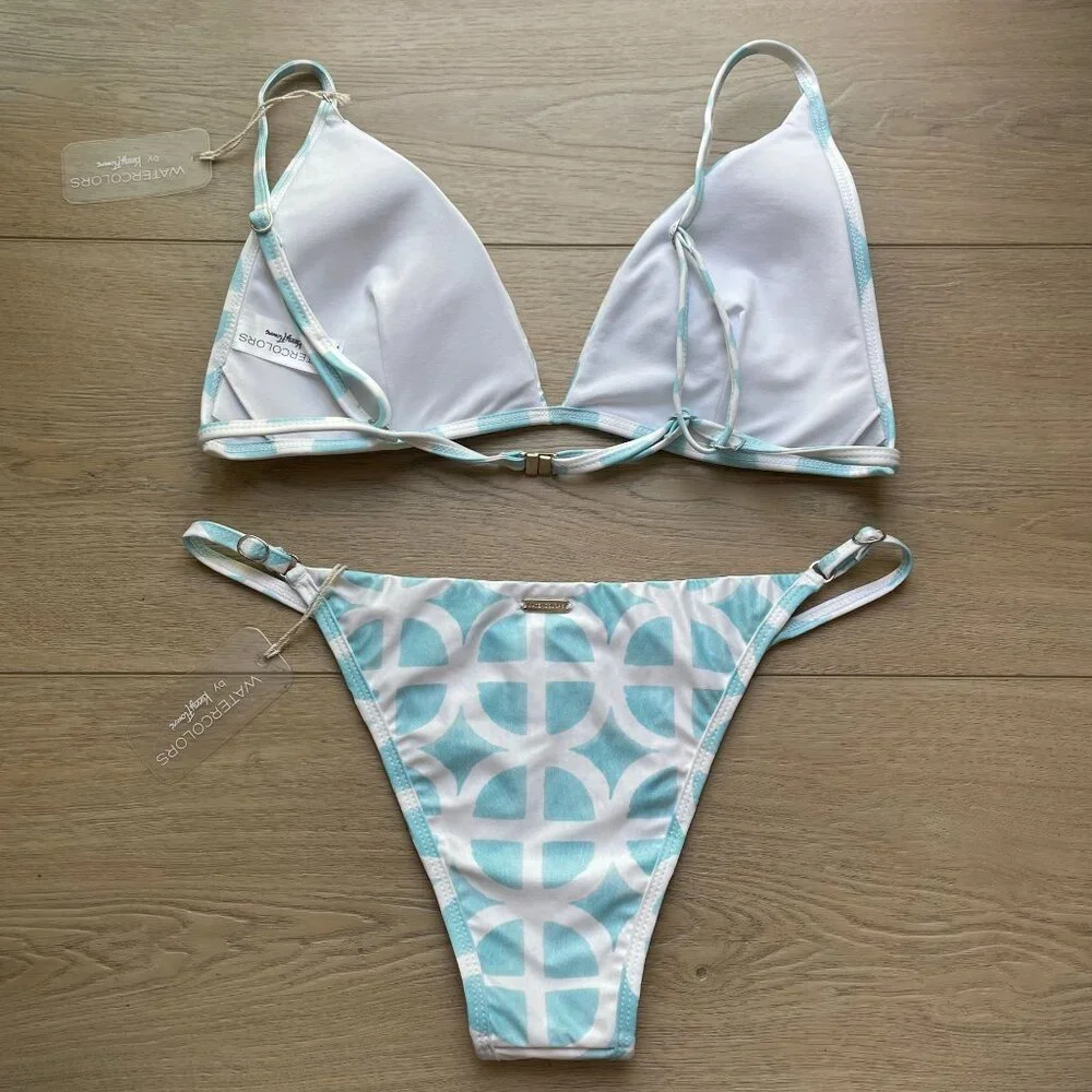 NEW Kenny Flowers Large Maldives Triangle String‎ Bikini Top Bottom Set